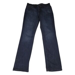 Lee Regular Fit Straight Leg Mid Rise Flex Motion Jeans Dark Wash Womens 14 Long